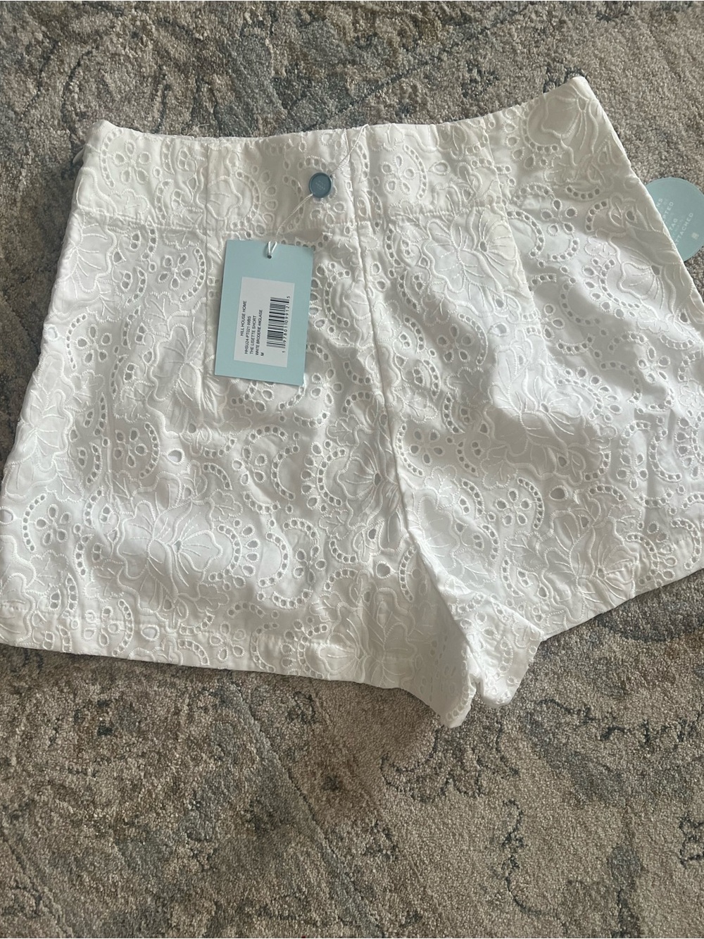 Hill House White Eyelet Cotton Shorts